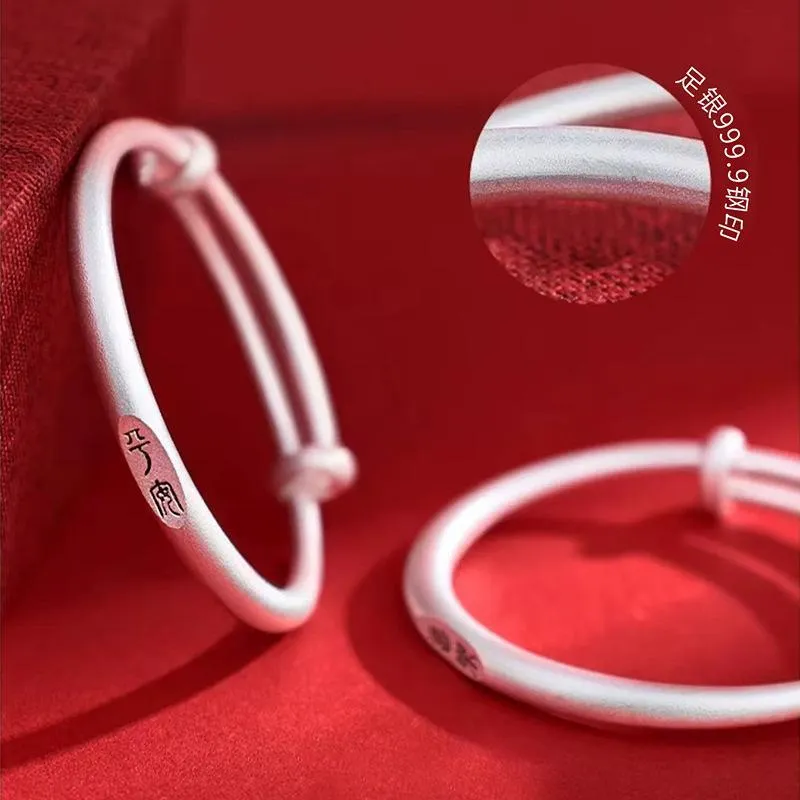 HAOYINFANG Pure Silver 999 Sterling Silver Bangles Kids'-4