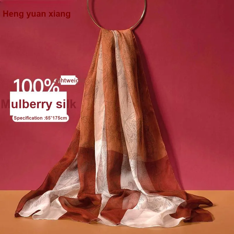 H YXIANG Silk Scarves Women's-25