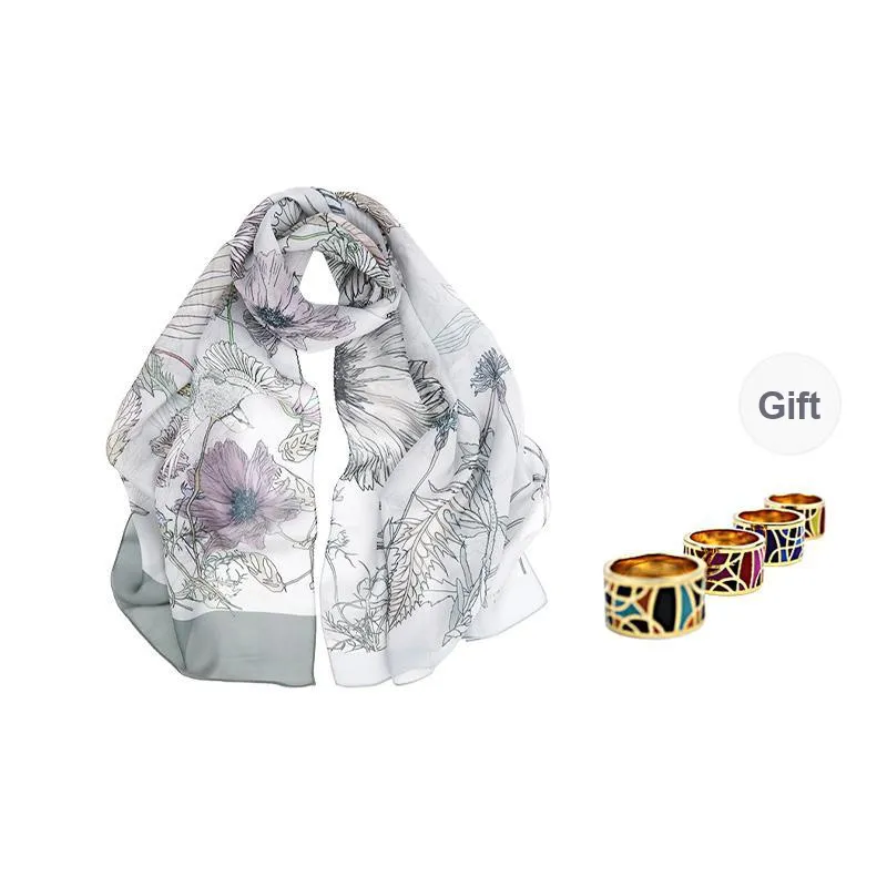 MARJAKURKI Silk Long Scarf Women's-0