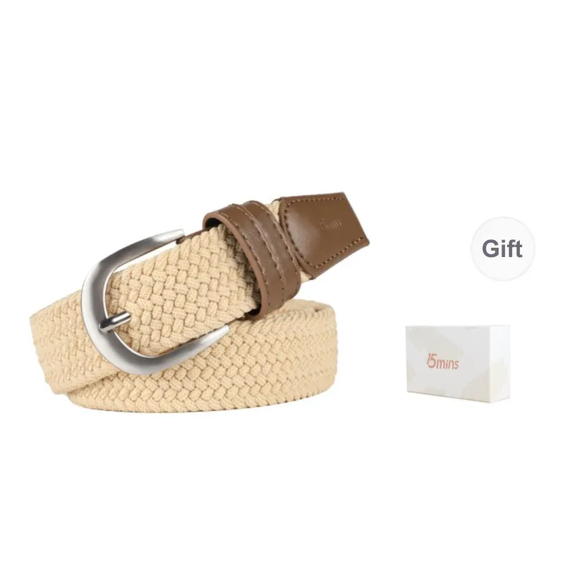 15 MINS Canvas Woven Elastic Pin Buckle Pants Belt Casual Multiple Colors Belt Unisex Width 3.35cm-2