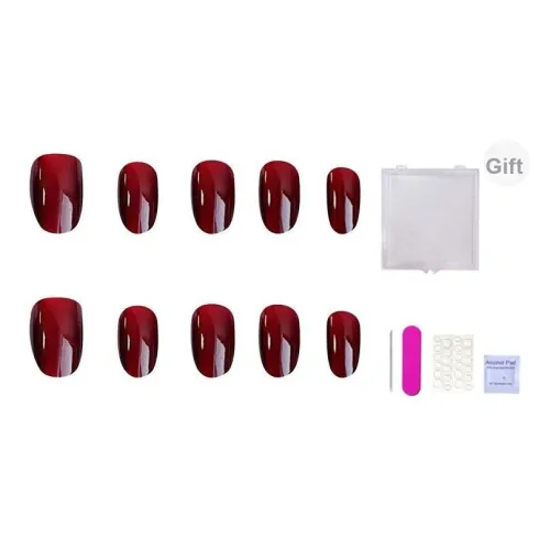 ORANOT Осветляющий Вишня Ручной работы Кошачий глаз Богатый Бургунди False Nail Средний LADDER 24мм