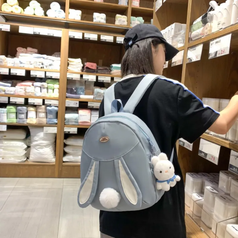 URBAN FOREST Nylon Backpack Unisex White/Black/Pink/Yellow/Blue-29