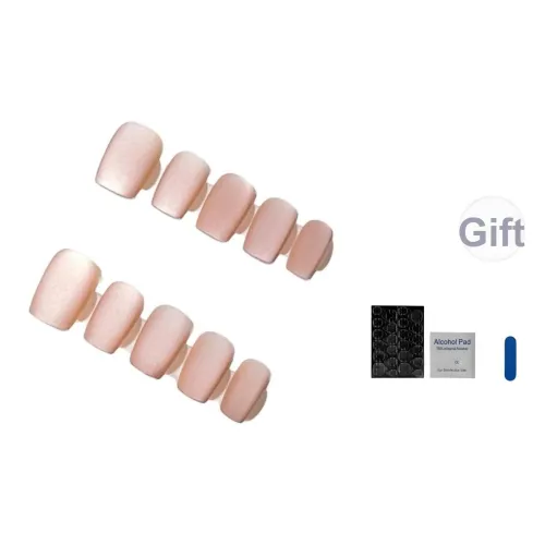 OUYUJI False Nail Средний Овал Квадрат Ярко-розовый Градиентный Матовый