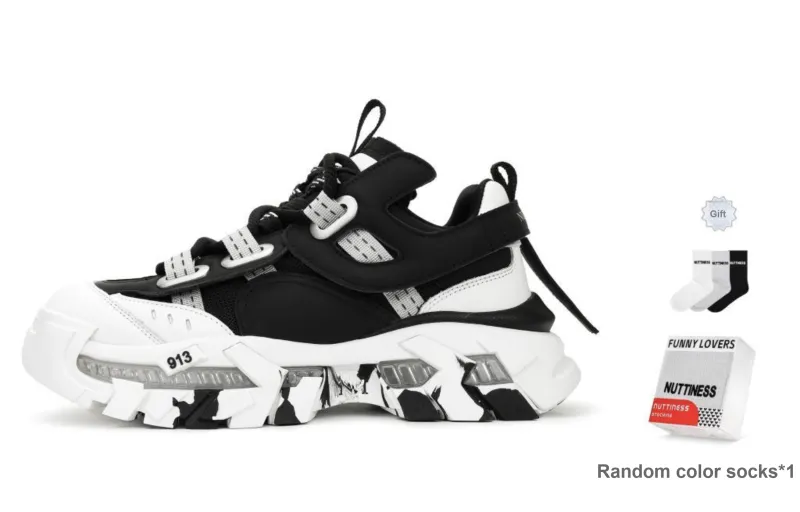 NUTTINESS Ruins Collection Abrasion Resistant Breathable Height Increasing Low Top Chunky Sneakers Unisex-1