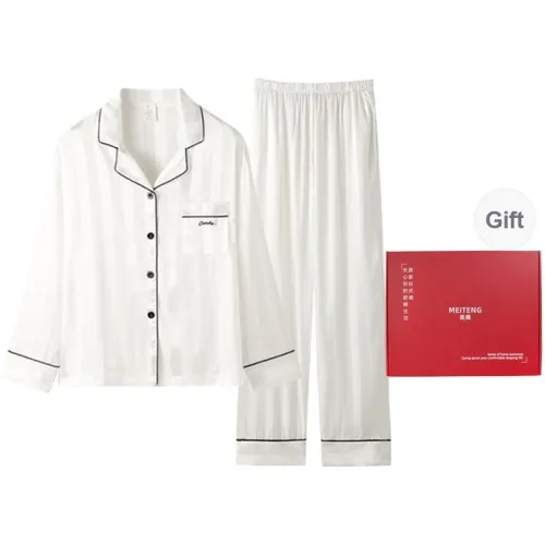 MEITENG Pajama Set Spring And Fall Season Women's White