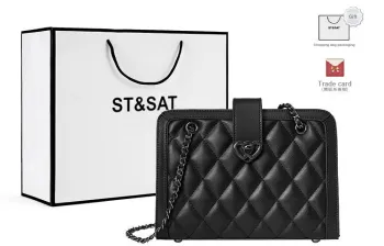 ST&SAT Cow Leather Patchwork With Polyurethane Crossbody Bag Shoulder Bag Chain Bag Single Shoulder Bag Regular Women's