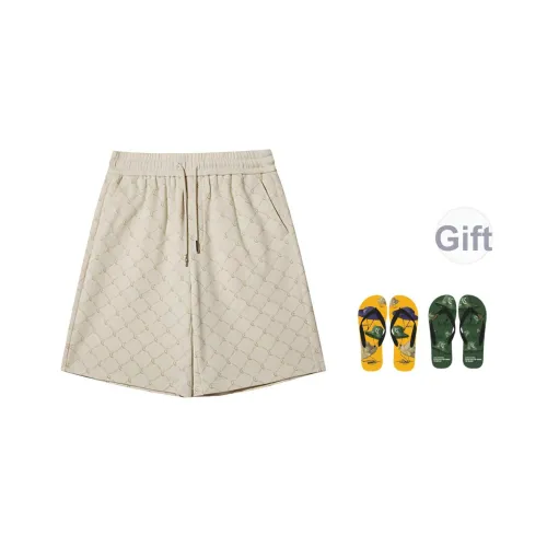 Cabbeen Повседневные шорты Модный бренд 100% хлопок Монограмма Полный принт Брюки длиной до колена Мужские