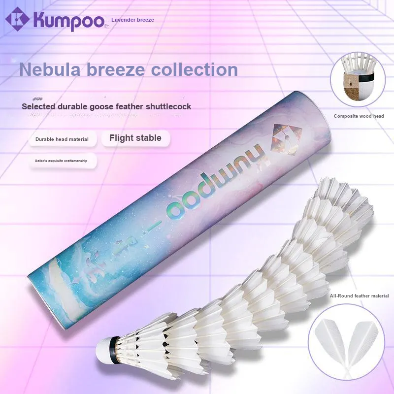 KUMPOO Nebula Series Goose Feather Shuttlecock 10 Pack Goose Feather Everyday Shuttlecocks-2
