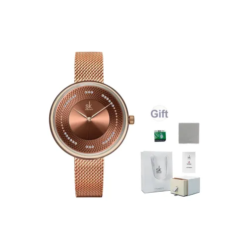 SHENGKE Кварцевый механизм ремешок из нержавеющей стали женские часы циферблат цвета кофе