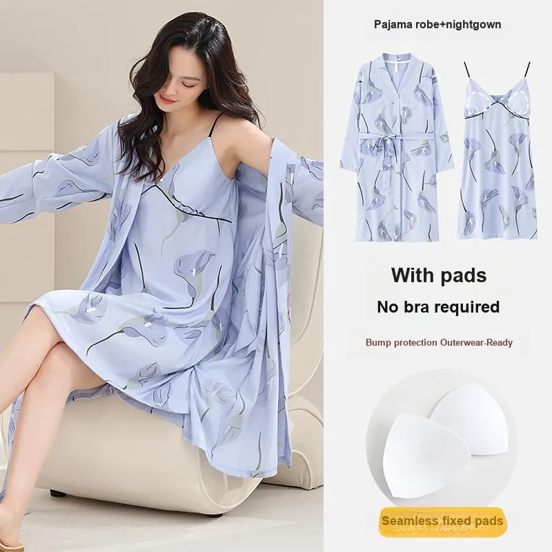 Ta Yan Pajama Robe Women's Blue-5