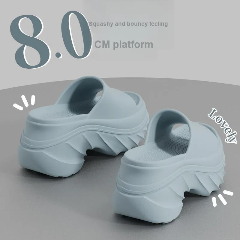 Warm Edge Platform Slippers For Women's Summer Fashion, Height Increasing, Indoor Slip on Shoes For Home Use-1