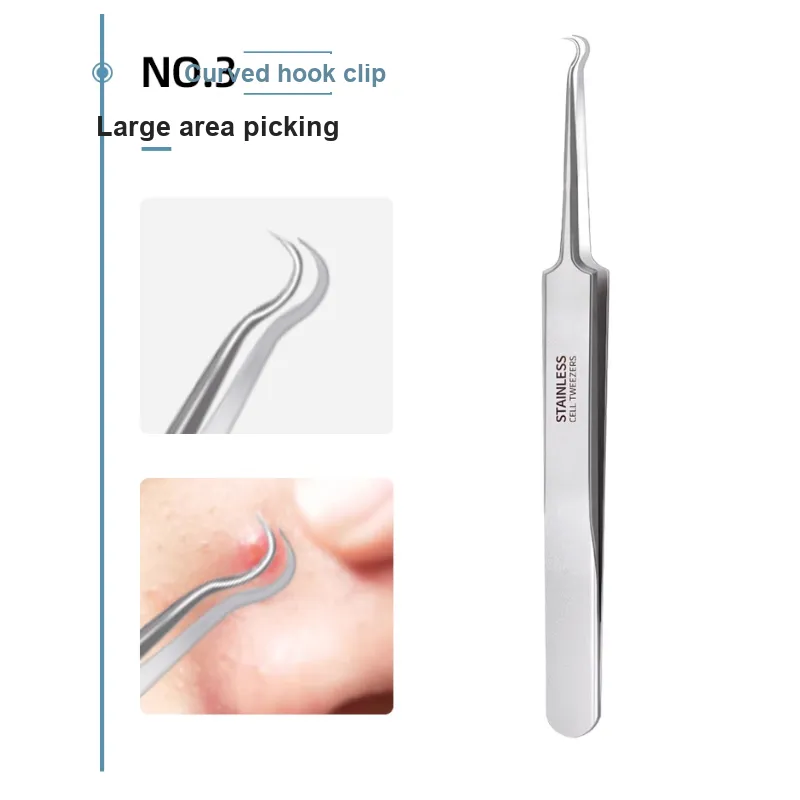 LEOUEANR Curved Hook Pimple Blackhead Extractor Portable-2