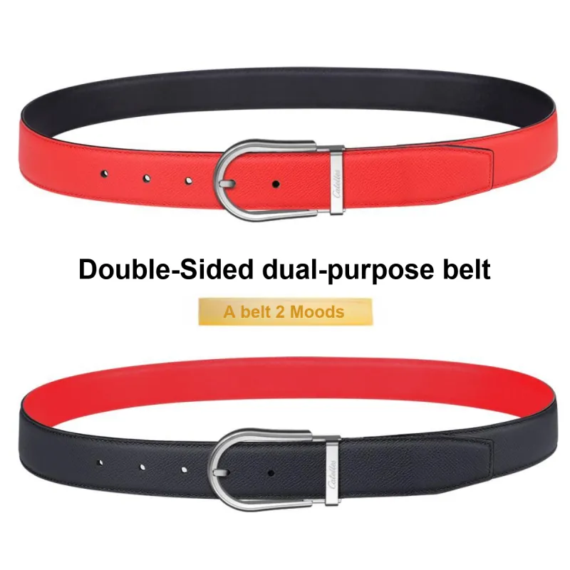 CATELLES Dual Sided Soft Top Grain Cow Leather Leather Belts Men's 3.5cm-9