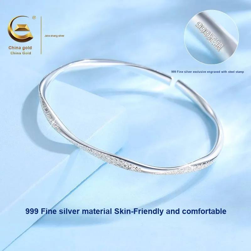 ZSY 999 Fine Silver Sterling Silver Bangle Women's-3