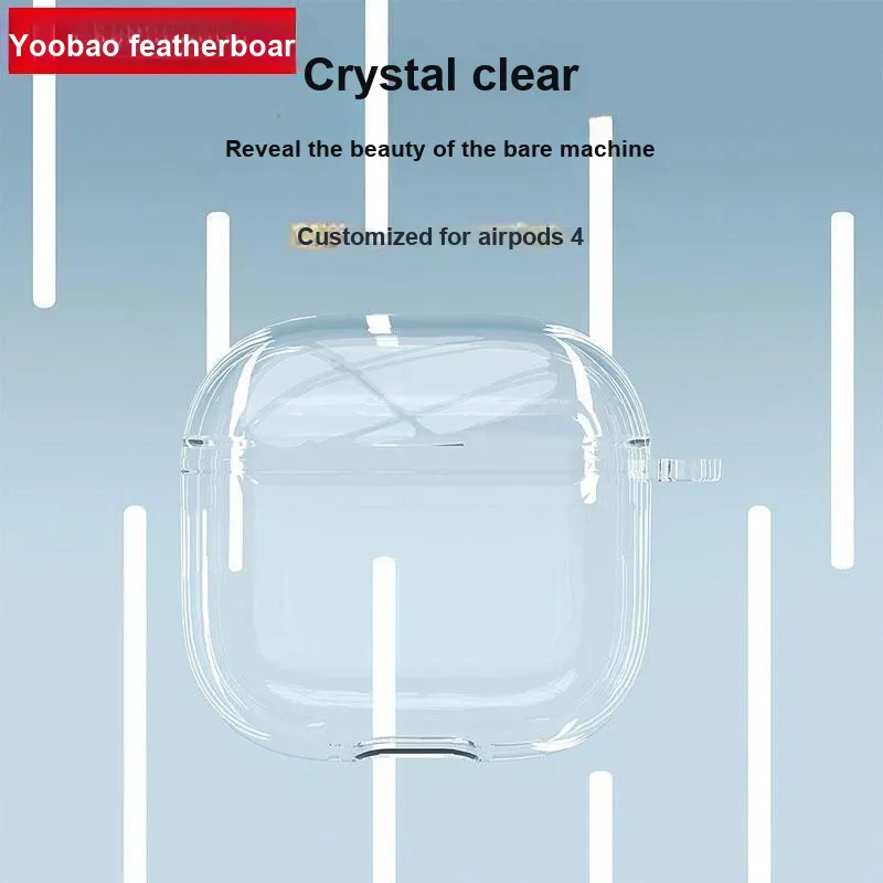Yoobao Compatibility AirPods4 TPU Transparent, Fully Enclosed Impact Resistant, Comes With Lanyard Headphone Cases-2