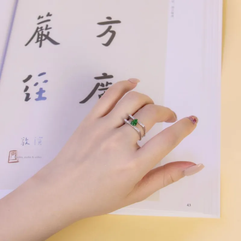 GUANFEI Ice Glutinous Jadeite Rings Women's-6