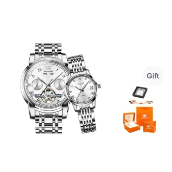 OLEVS Heart-to-Heart Knot Collection Mechanical Movement Stainless Steel Watchband Watch Unisex White Dial