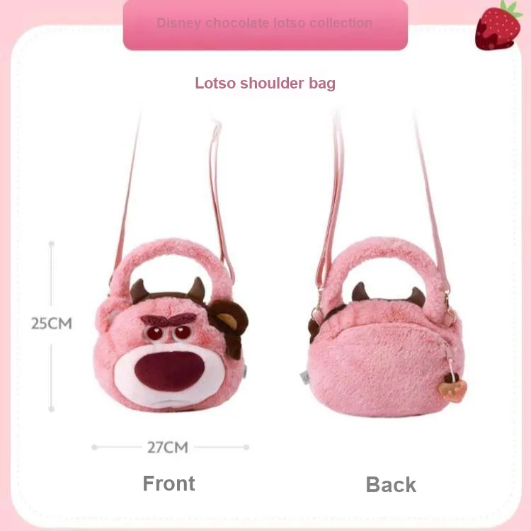 Disney Strawberry Bear Series Fabric Crossbody Bag Regular Unisex Pink-2