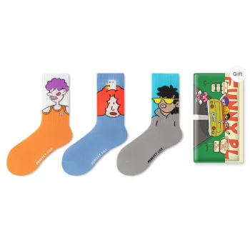 PL Mid Calf Socks Unisex Shopping Bag 3 Pack Mixed Color