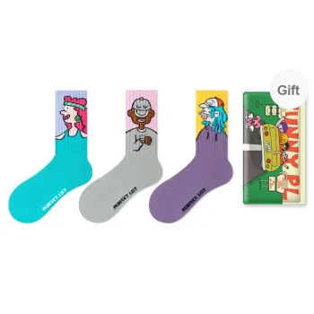 PL Mid Calf Socks Unisex Shopping Bag 3 Pack Mixed Color