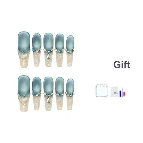 HUYONG Oceanic Voice Ледниковый Стальной Бусина False Nail Длинный Melee Бриллианты Градиентный Французский