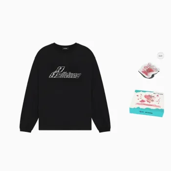 WE11DONE Rhinestone Logo Long Sleeved T shirt