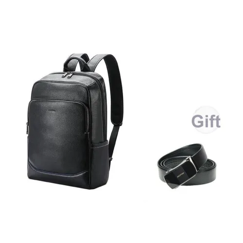 BOPAI Рюкзак из крупнозернистой текстуры коровьей кожи стандартный унисекс черный