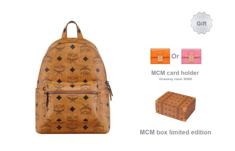 MCM Stark Visetos Coated Canvas Backpack Medium Size Unisex Brown Cognac-5