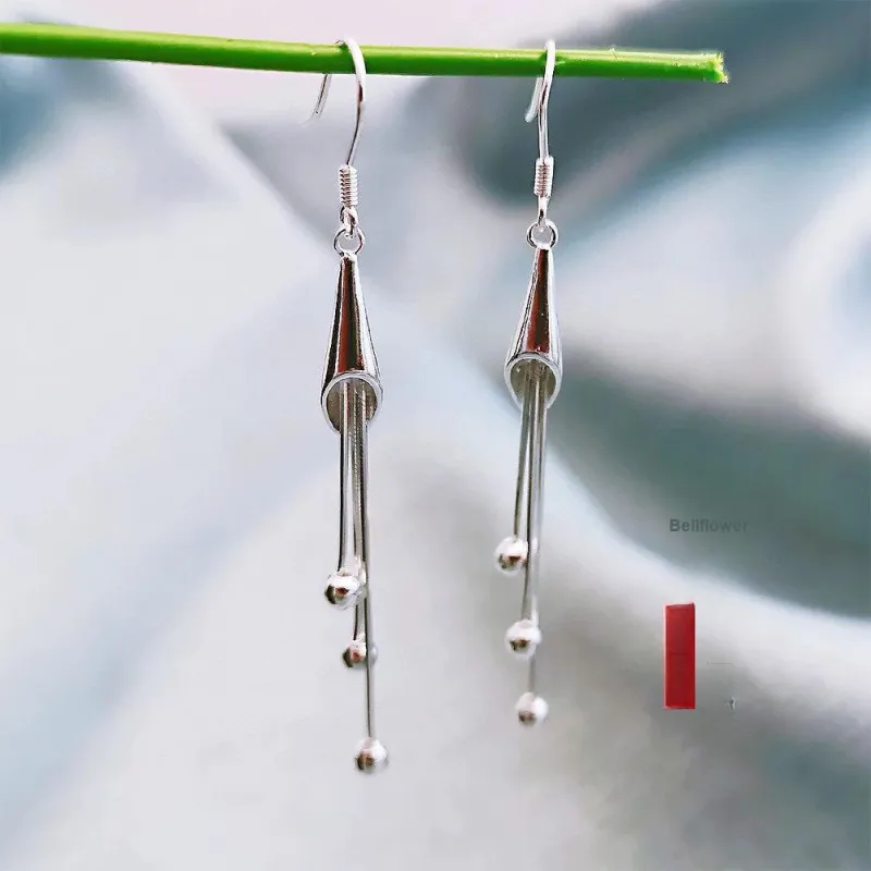 Stone Edge Poly Sterling Silver Earring 999 Fine Silver Unisex-1