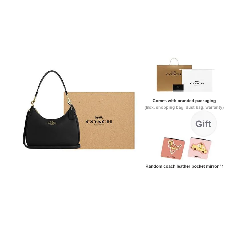 COACH Teri Litchi Grain Leather Crossbody Bag Shoulder Bag Large Size Women's Black-10