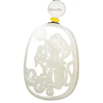 Treasure Necklaces White Jade/Pale Greenish White Jade Unisex
