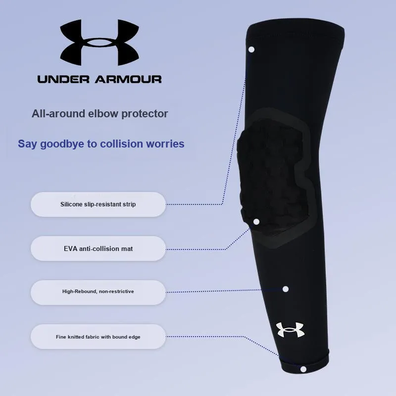 Under Armour Basketball Cycling Hiking Arm Guards Black Polyamide Elastane Silicone Unisex Professional Protective-3