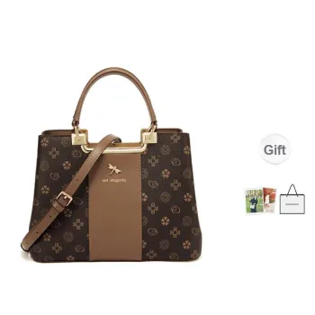 RED DRAGONFLY PVC Handbag Regular Unisex Coffee/Khaki