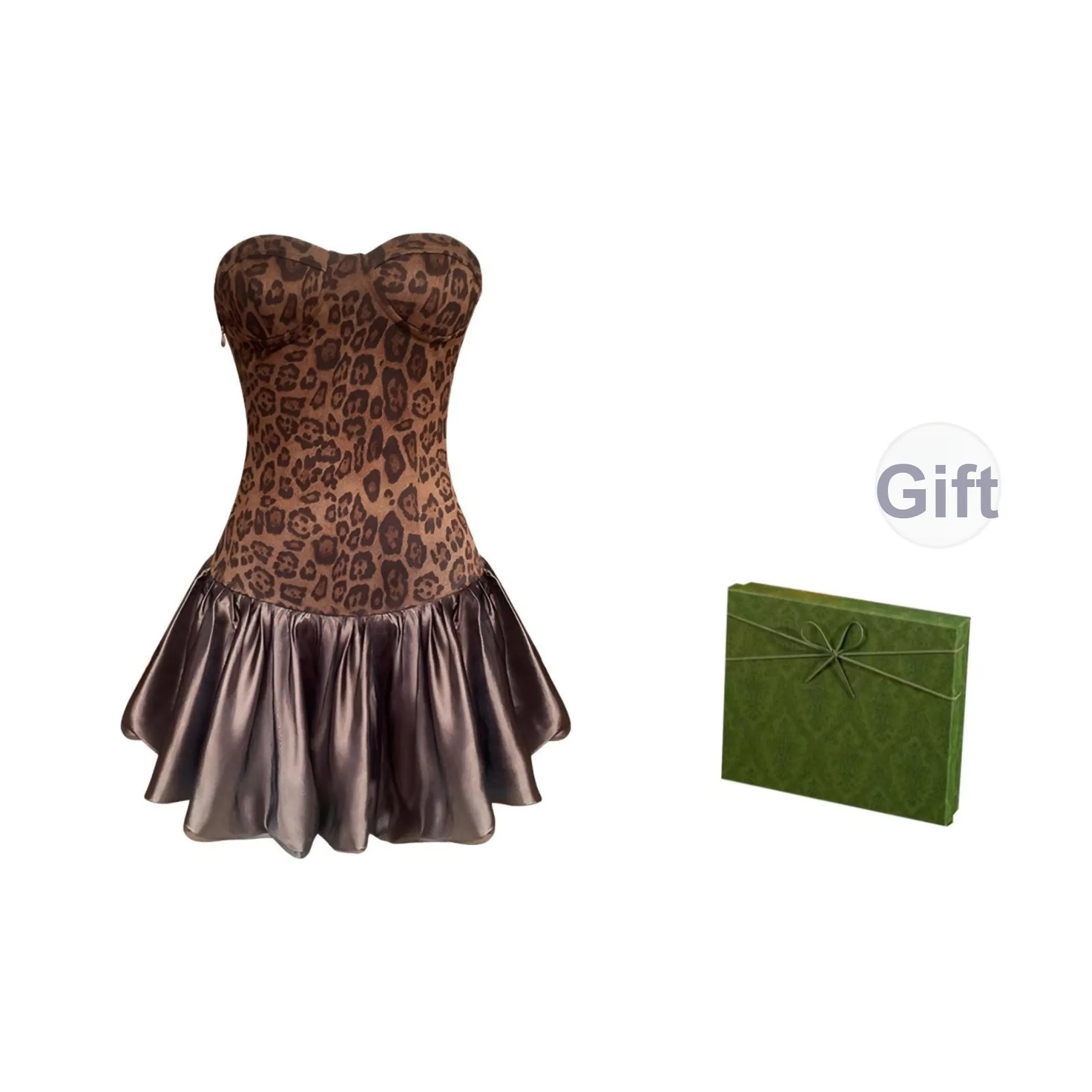 DITB Коричневый Леопардовый принт Женские Платья без рукавов