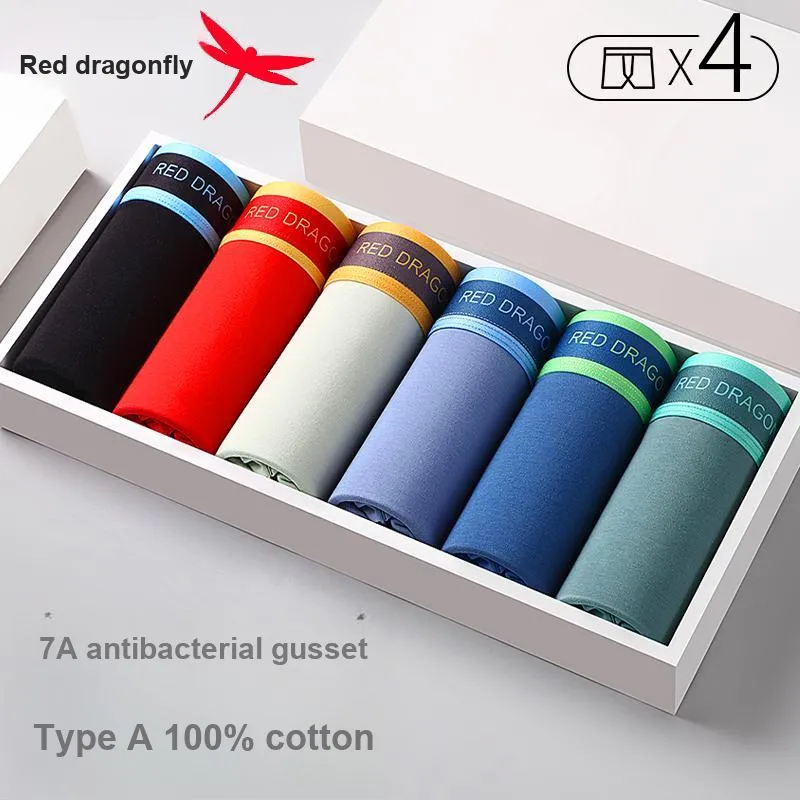 RED DRAGONFLY Cotton Panties Men's 4 Piece Gift Box Sets-7