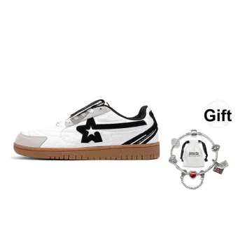 RIPSTAR SOCCER Trainer Black&White Slip Resistant Cushioning Low Top Skateboard Shoes Unisex Black White