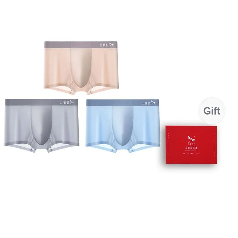 RED DRAGONFLY Ice Silk Panties Men's 3 Pack Gift Box Set-9