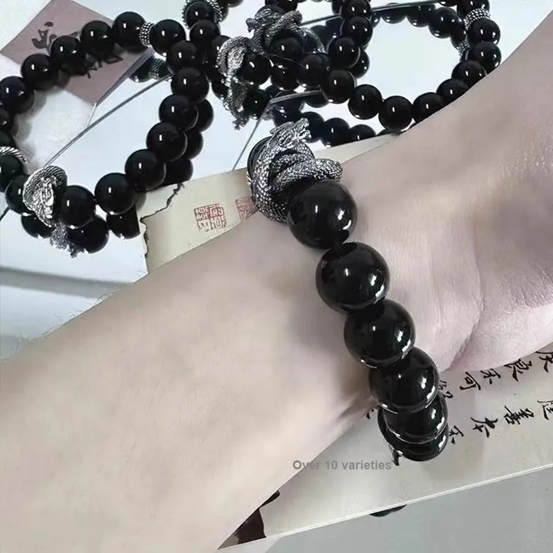 Bubble Scallops Obsidian Bracelets Unisex-4