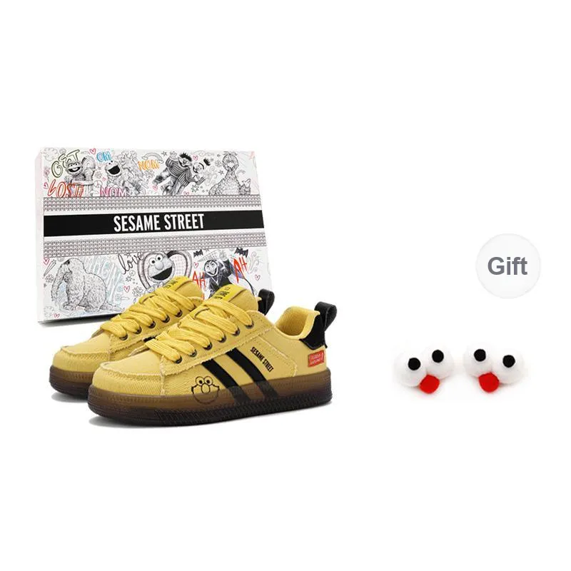 SESAME STREET Skateboard Shoes Unisex Low Top Wealth Attracting Beige/Goku Yellow-19