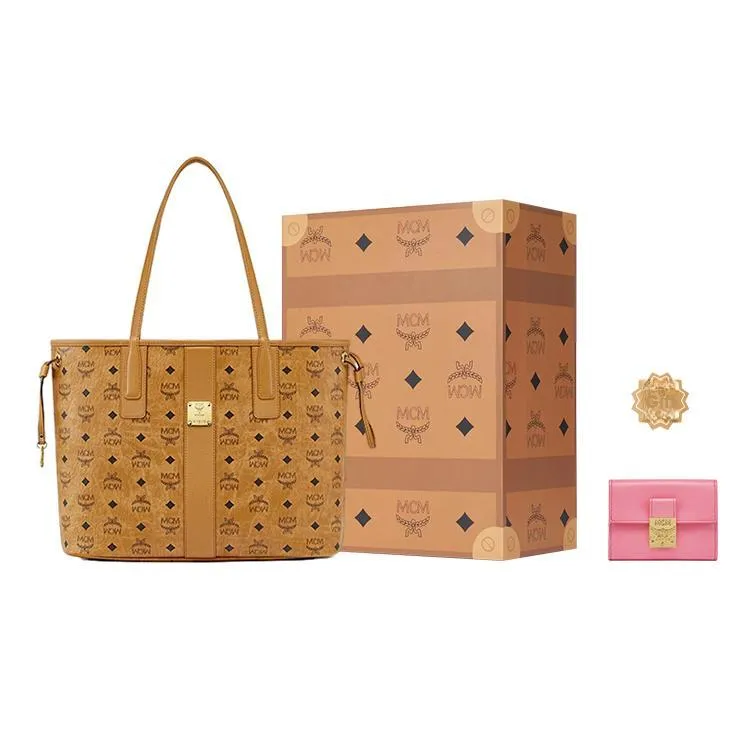 MCM Reversible Liz Shopper Medium Visetos Cognac-5