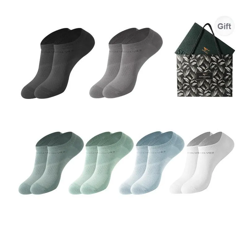 SEPTWOLVES Ankle Socks Summer Model Men's 6 Pairs Gift Box Sets+Shopping Bag-42