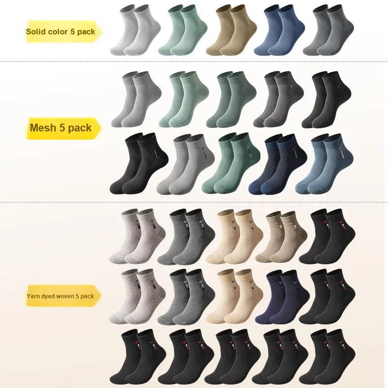SEPTWOLVES Mid Calf Socks Men's 5 Pack Gift Box Set+Shopping Bag-19