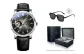 Stainless Steel Gunmetal Dial Black Leather Strap