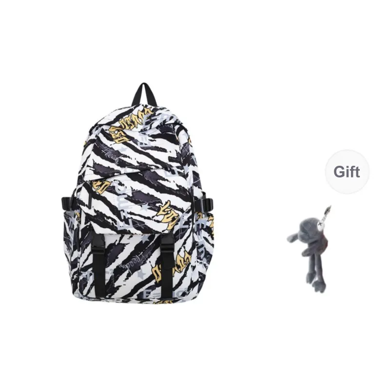 BRABOSTON Nylon Backpack Unisex Seven Characters/Black White Stripes/Black/Light Green/Light Blue-4