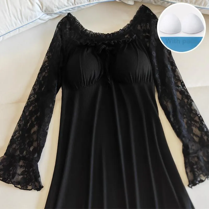 Sleeping Beauty Nightgown Women's Black-3