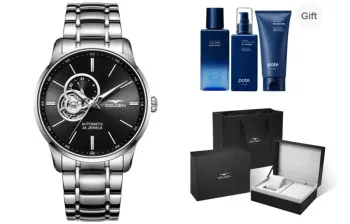GOLGEN Smart Collection Mechanical Movement Stainless Steel Watchband Watch Men's Watches Black Dial