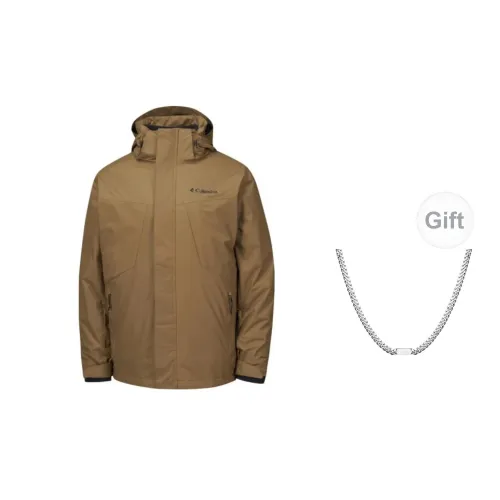 Columbia Windbreaker Jackets Men Brown+Free Necklace