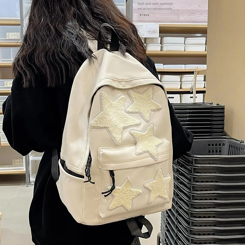 BUBM Nylon Backpack Regular Unisex Black/White/Light Purple/Navy Blue/Peacock Blue-21