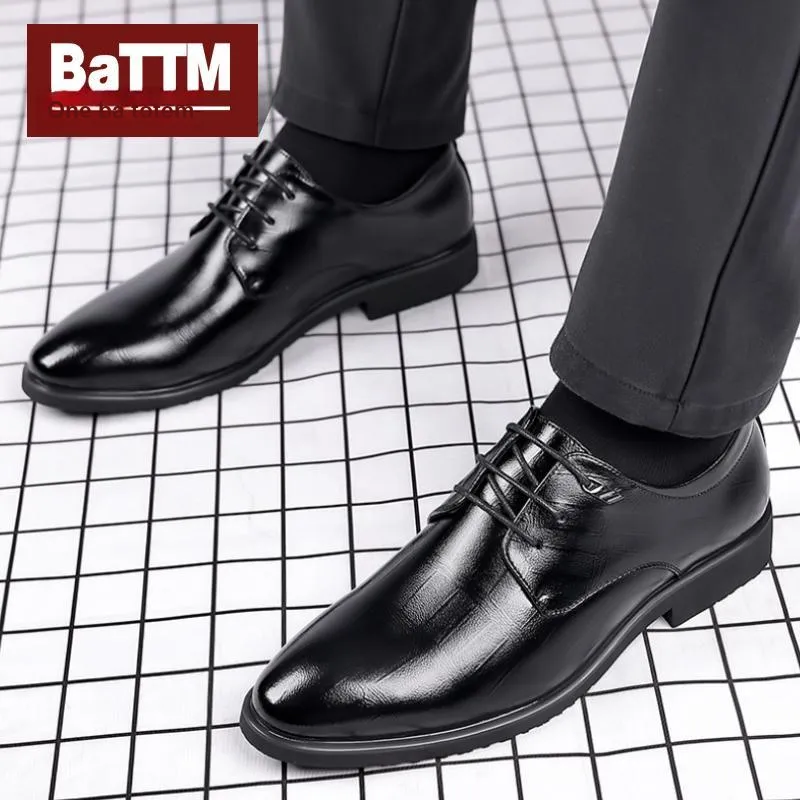 Batotem Dress Shoes Men Low Top Black Brown-3