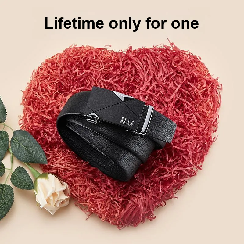 ELLE HOMME Top Grain Cow Leather Business Workplace Etiquette Elegance Belt Men's Gunmetal Width 3.5CM-18